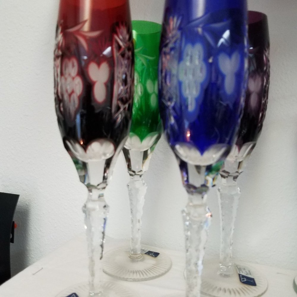 Hungarian Flutes - Handcut Mouthblown Crystal By Crystal Glass Industries